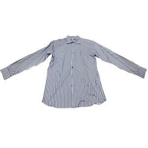 DKNY Kids 18 Blue and Black Striped Collared Long Sleeve Dress Shirt